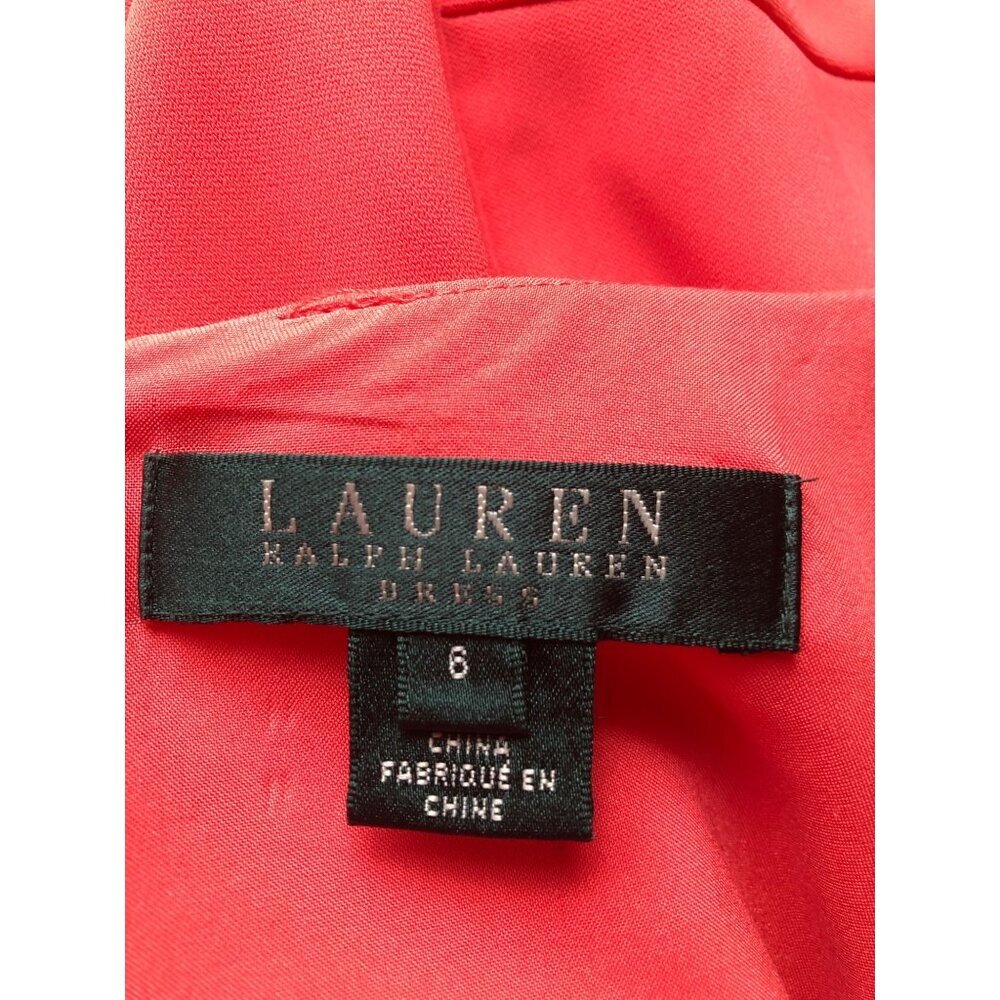 Lauren Ralph Lauren Sleeveless Wrap Front Orange Sheath Dress Size 6 - Picture 4 of 8